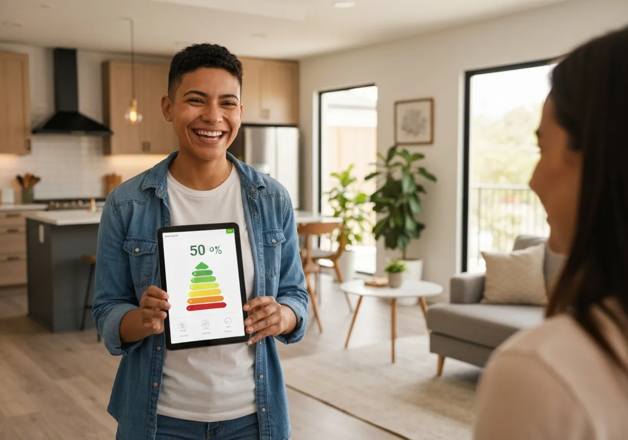 Homeowner reviewing solar savings